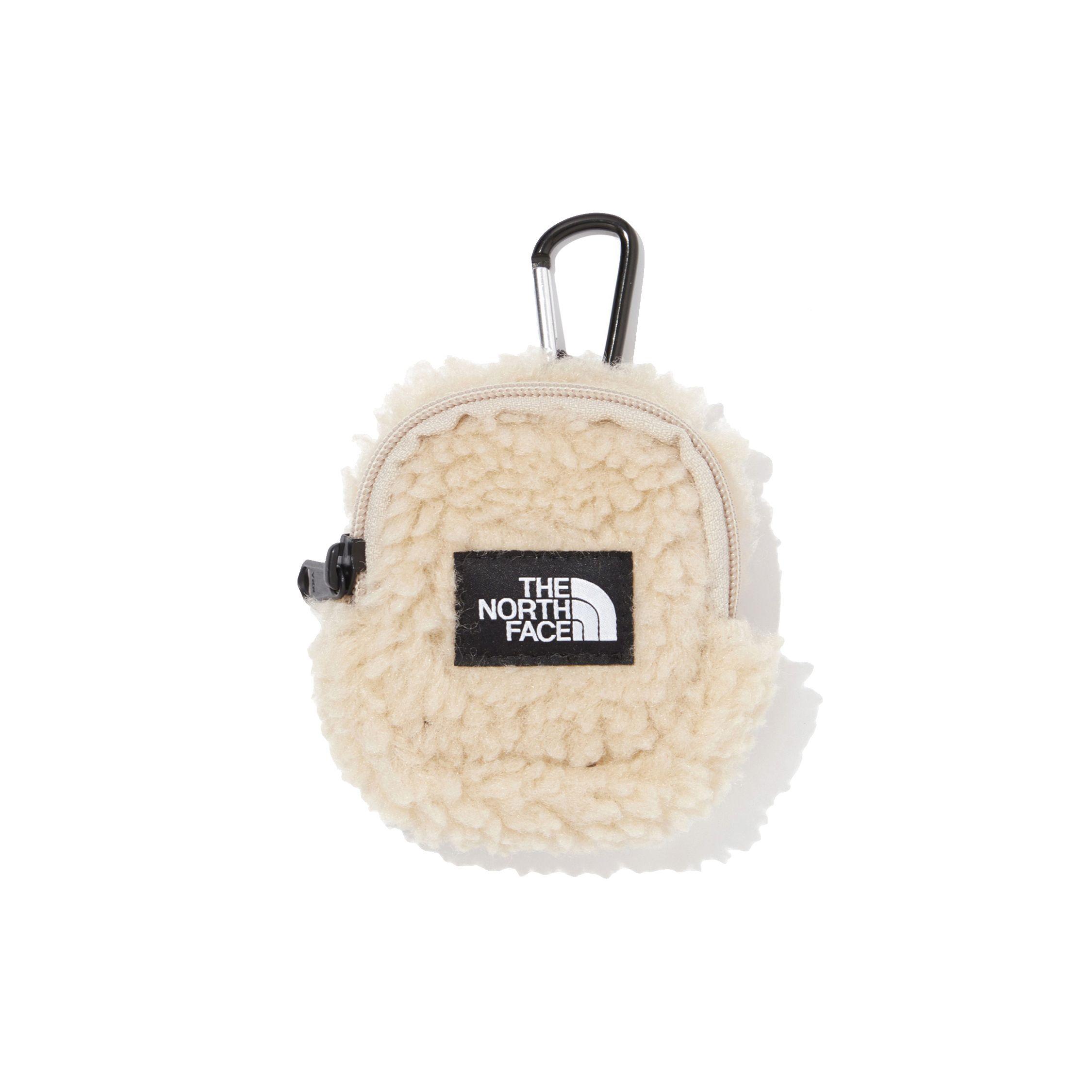 The North Face Logo Decorated Zipper Closure Lamb Fleece Pendant Bag Headphone Bag Unisex bags Khaki NN2PM63B Khaki