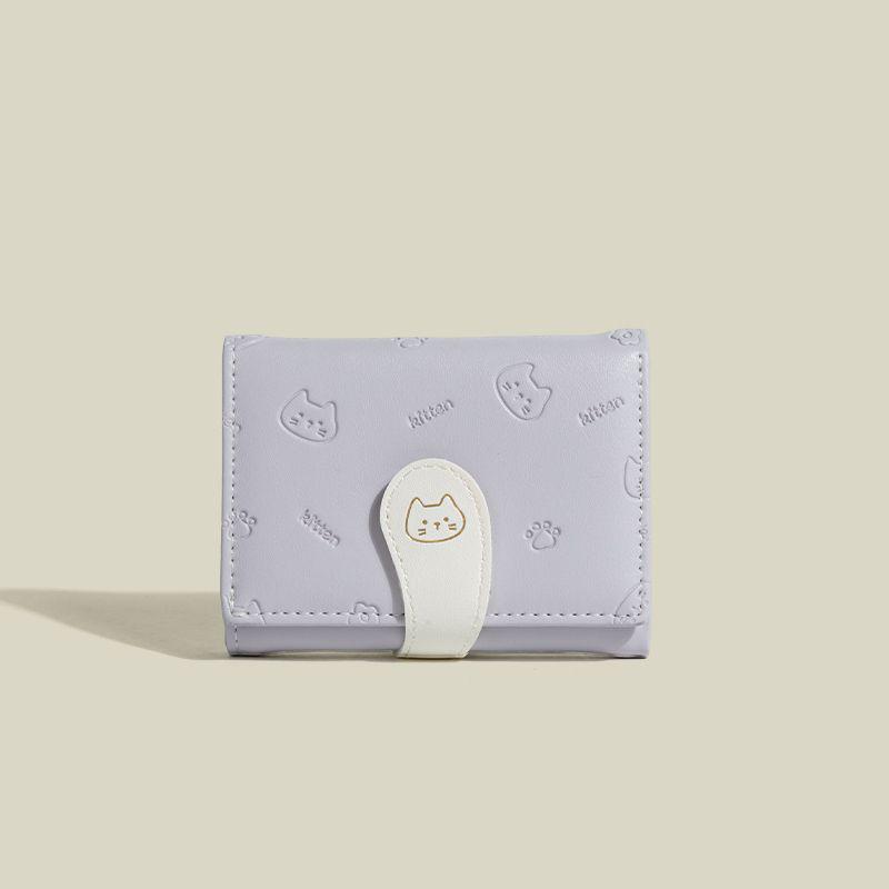 

Женский милый кошелек-трифолд из ПУ с мультяшным принтом кошачьего хвоста и застежкой