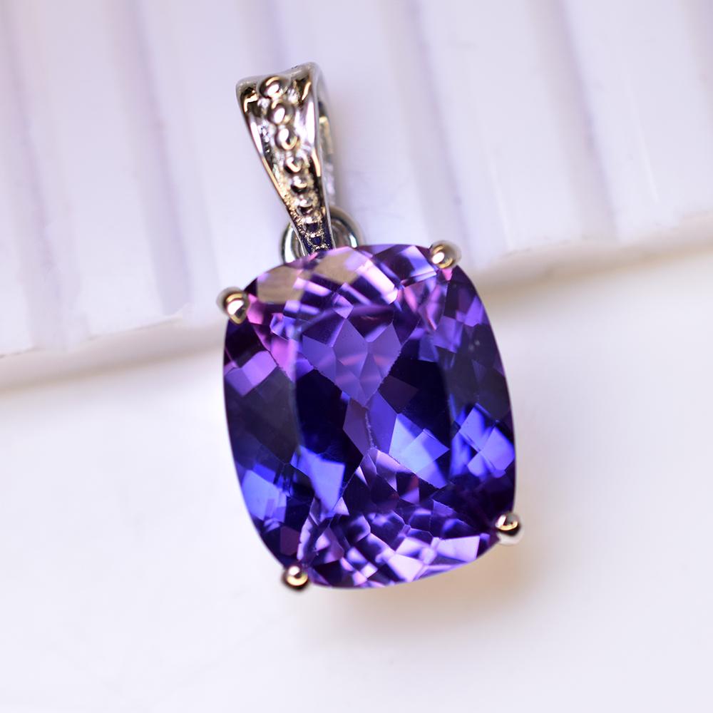 

A++ CERTIFIED Natural Purple Tanzanite 26 Ct Cushion Sterling Silver Pendant AI-12-NS 15.5 mm approx. фіолетовий