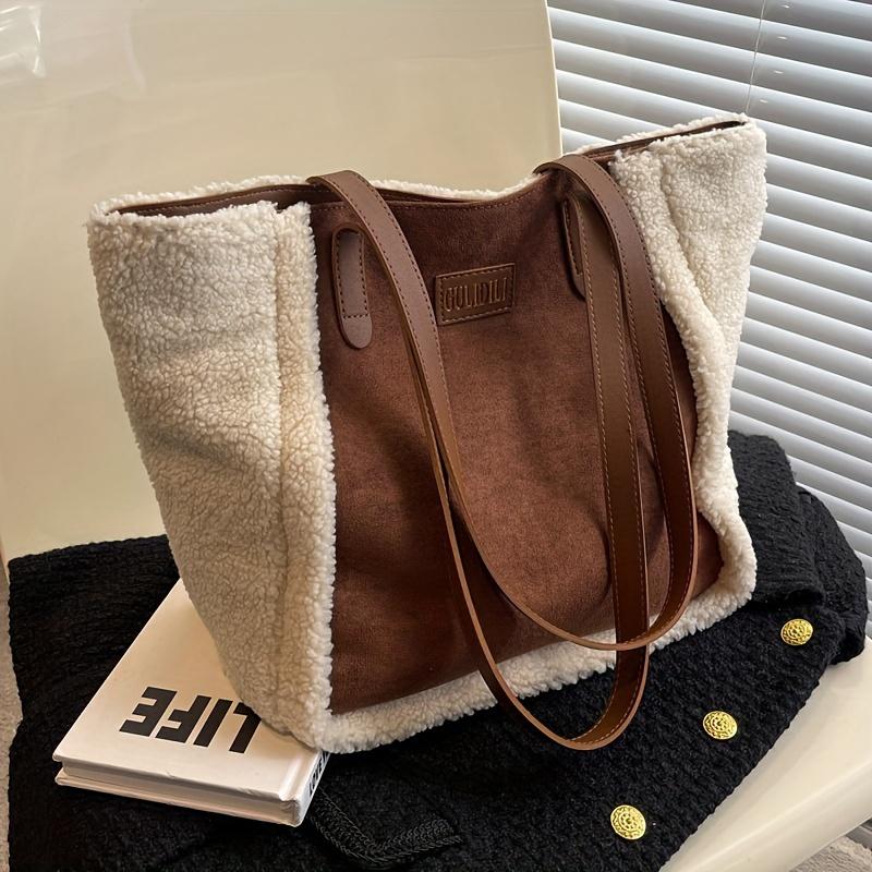 Women's Vintage Lambswool Fluffy Bag Frosted Shoulder Bag Suitable For Commuting Study Work Casual