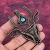 Labradorite Pendant Unique Cow Face Pendant Gemstone Copper Wire Wrapped Jewelry