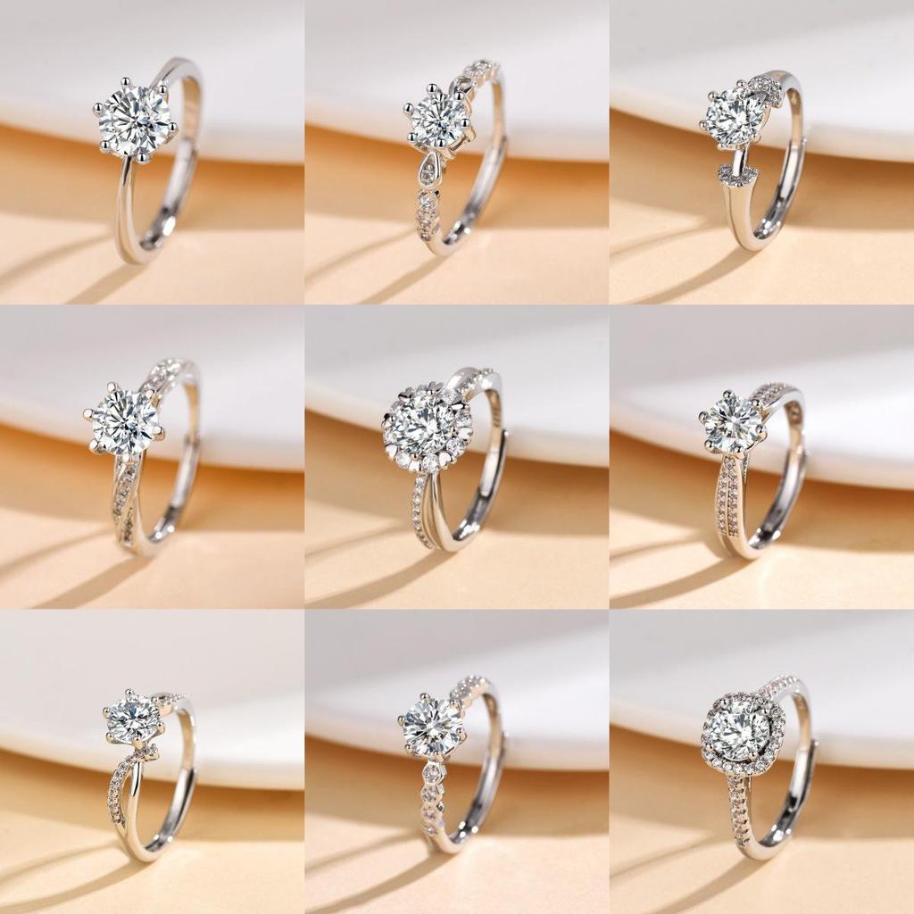 TikTok Influencer Inspired Moissanite Six-Prong Wedding Ring for Women - One Carat Jewelry