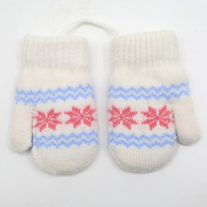 Fashionable Plush Snowflake Fingerless Winter Wool Thickened Warm Neck Cute Children's Gloves