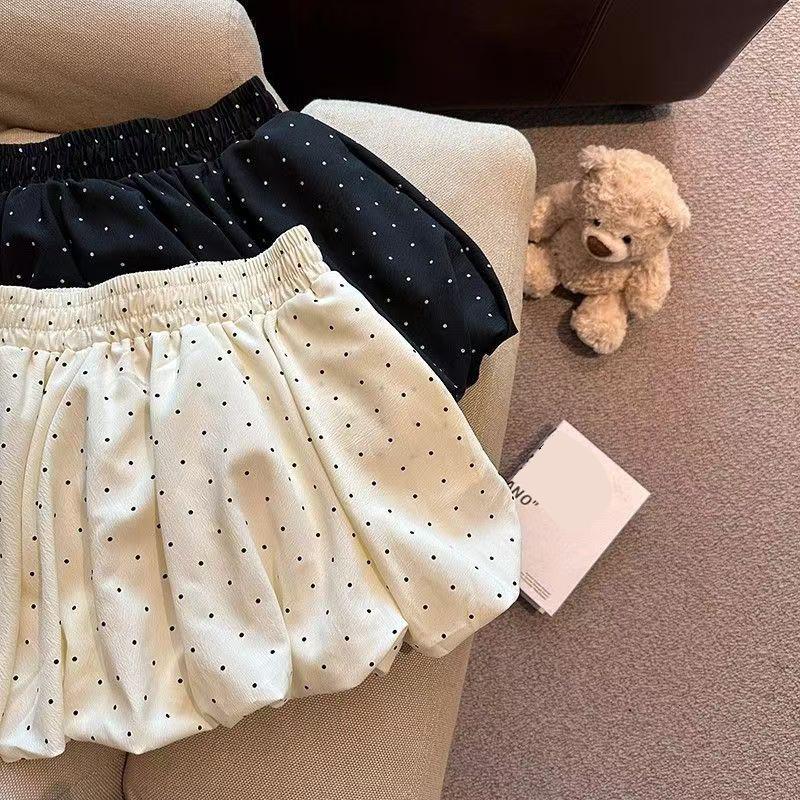 Frühling Sommer High Waist Wolkenblase Puffy Rock Damen Blütenknospe Kurzer Rock Gepunkteter Halber Rock Elegant