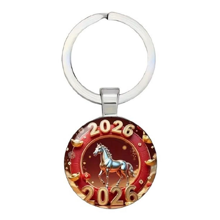 

Stylish Round Key Holder Displaying Horse Year Theme Crafted from Sturdy Alloy Keychain Accessory for Gift Giving 1