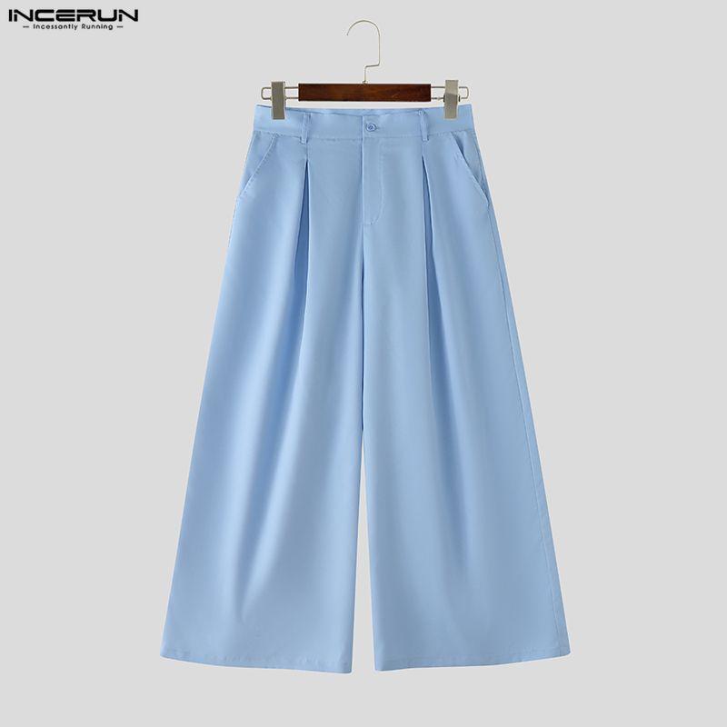 INCERUN Two Pieces Summer Men Lapel Neck Short Sleeve Cropped Tops and Pants Sets