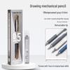 Blue Fruit Metal Mechanical Pencil with Built-in Eraser and Soft Grip for Student Writing and Sketching