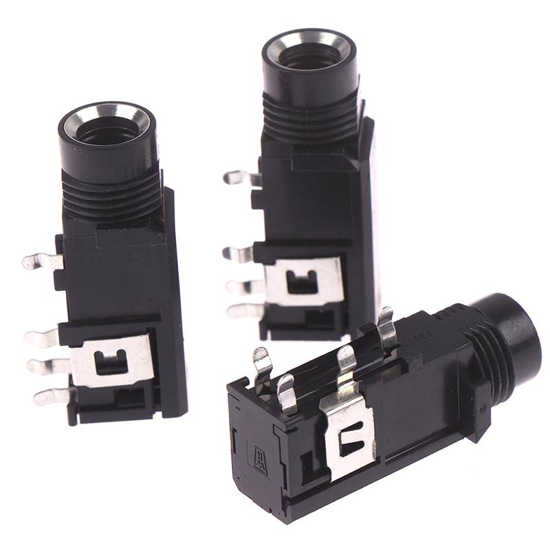3pcs/lot 6.35mm Stereo Female Socket Audio Adapter 4Pin