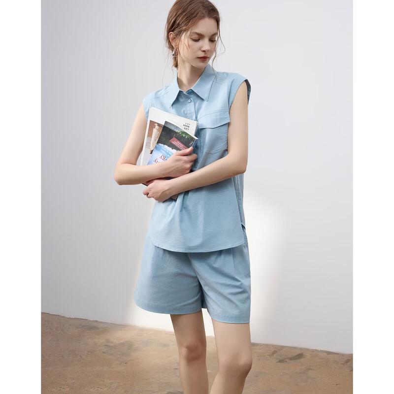 Demana Women's Summer Linen Blend Sleeveless Top & Shorts Set