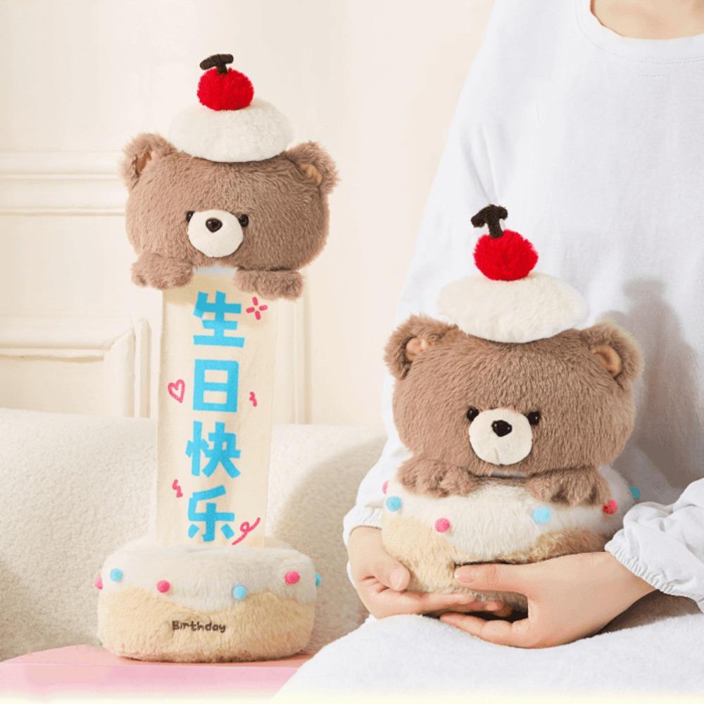Pull-out Plush Bear Doll Creative Birthday Gifts Interactive Bear Cake Plush Toy  Valentine's Day