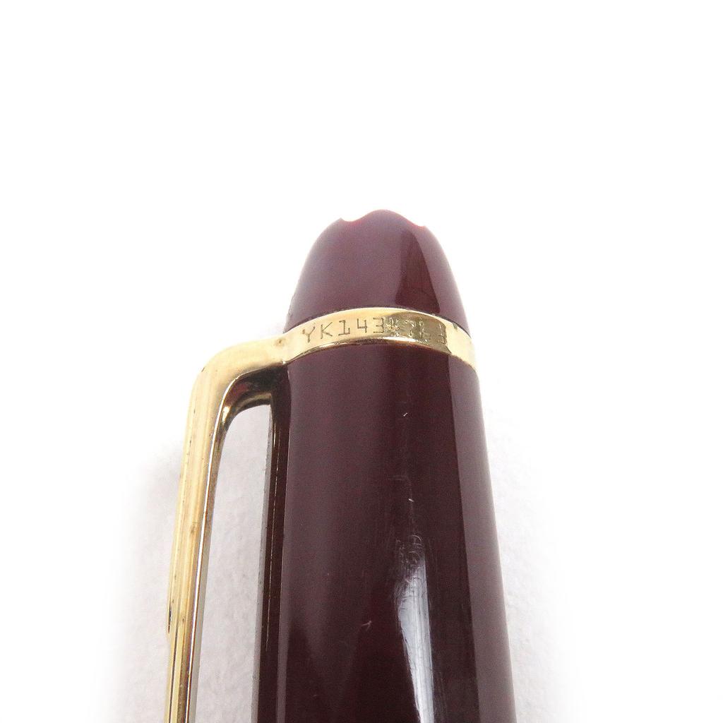 Great MONTBLANC Ballpoint Pen Set of Two Fountain Pens Bordeaux Gold 14K Mens Used
