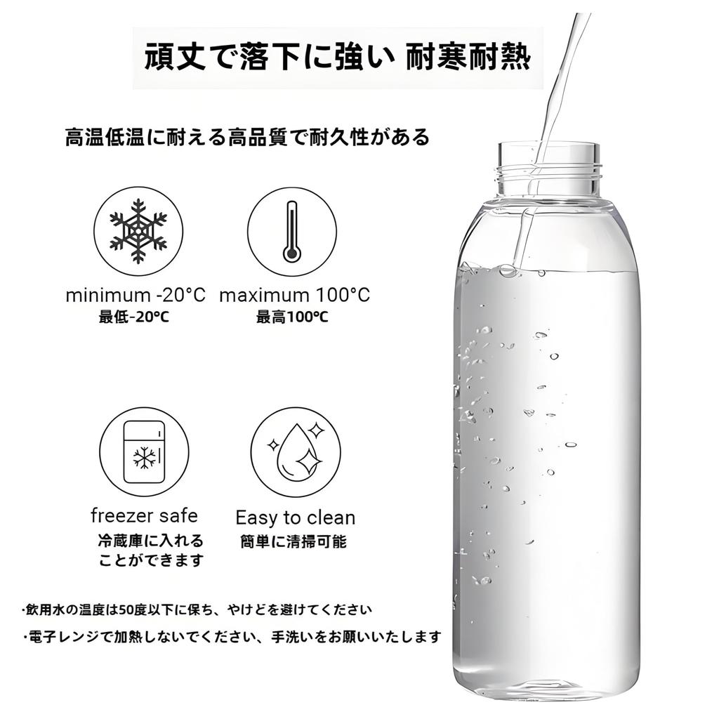 IOLOYU Tritan Water Dishwasher Heat and Cold Direct Sports Drink Transparent Water Bottle that Shows Drink Volume Food-Contact-Safe Bottle, Safe,