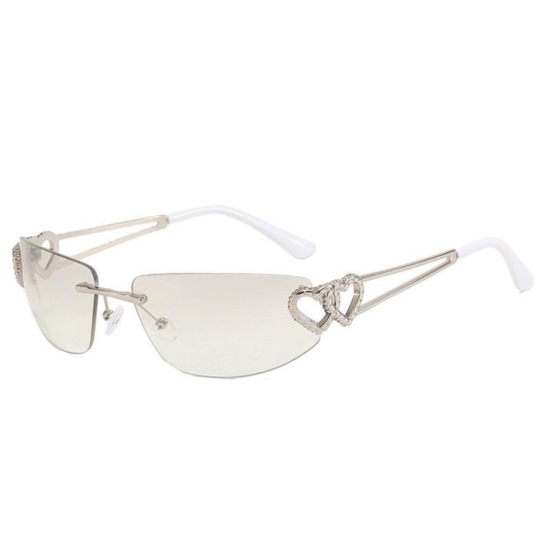 Personalized frameless transparent mercury sunglasses European and American Internet celebrities heart-to-heart trimmed metal advanced sunglasses
