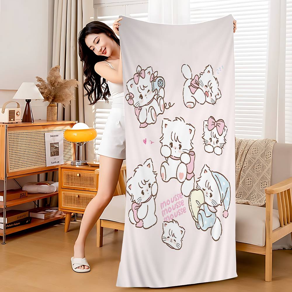 Cute M-Mikko I-Illustrations Anime Beach Towel Colorful Bath Towels For Girl Microfiber Quick Dry Sand Free Beach Yoga