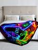 1 Piece Neon Game Controller Theme Flannel Blanket, Perfect for Sofa, Bed, Office. Ideal Gift for Family, Friends, Holidays.
