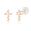14K Gold Earrings with a Spike-Shaped Bubble Cross