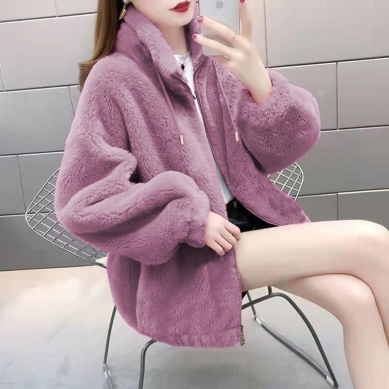 Jacket Women's Tide Winter Fleece Thickened Double-Sided Fleece Stand-Up Collar Warm Sweater