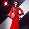 Scary Ghost Costume For Halloween Zombie Bride Retro Red Dress Cosplay