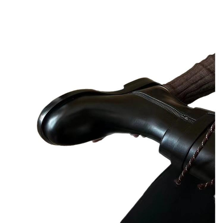 Grape Mom Same Style, South Island Story~ Two Wear Version Detachable Knight Leather Boots Thick Heel Medium Boots Women's Autumn and Winter