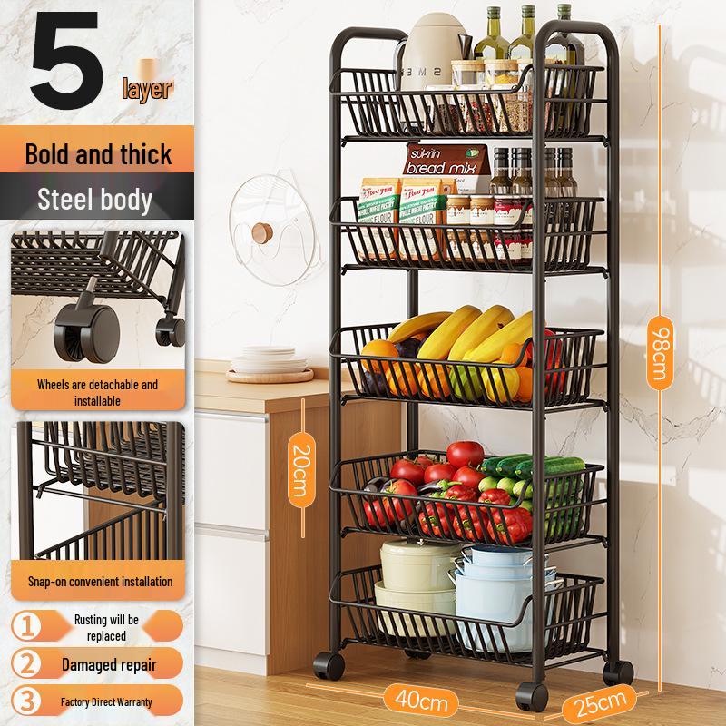 Multi-layer Floor-standing Fruit & Veggie Basket Rack for Kitchen & Home
