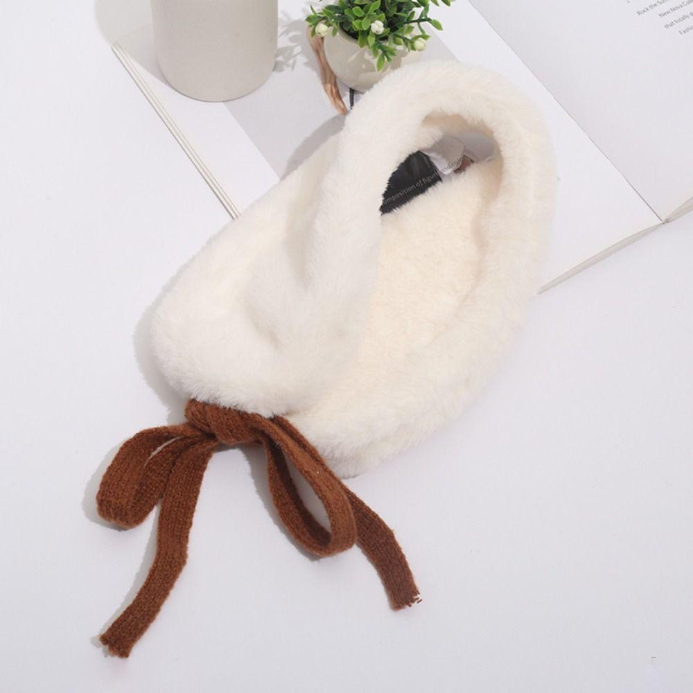 Solid Color Tie Earmuffs Thick Warm Neck Wrap New Winter Small Scarf