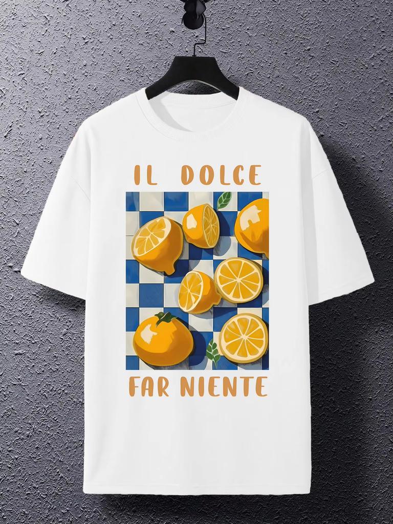 Il Dolce Farniente Lemon Trend Ropa De Verano Camiseta Estampada Camiseta Casual De Hip Hop