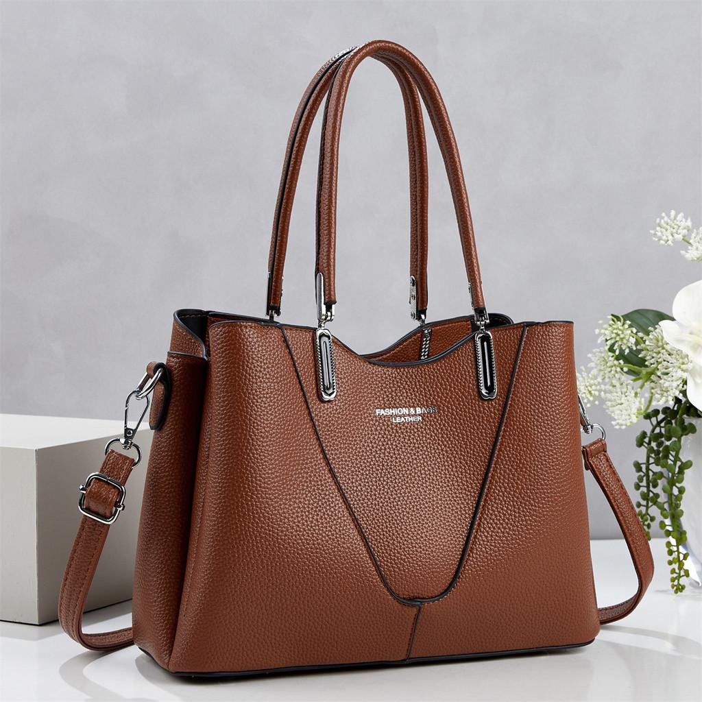 Womens Pu Large Tote Handbag With Top Handle And Shoulder Strap For Daily Commute
