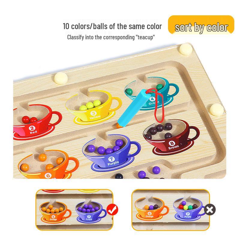 Magnetic Number Maze: Wooden Toy for Preschool Pen Control and Logical Thinking