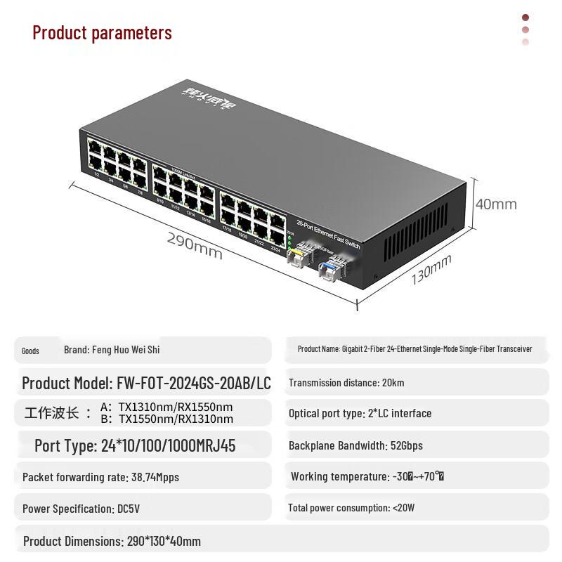 Fenghuo Gigabit Fiber Optic Transceiver Switch