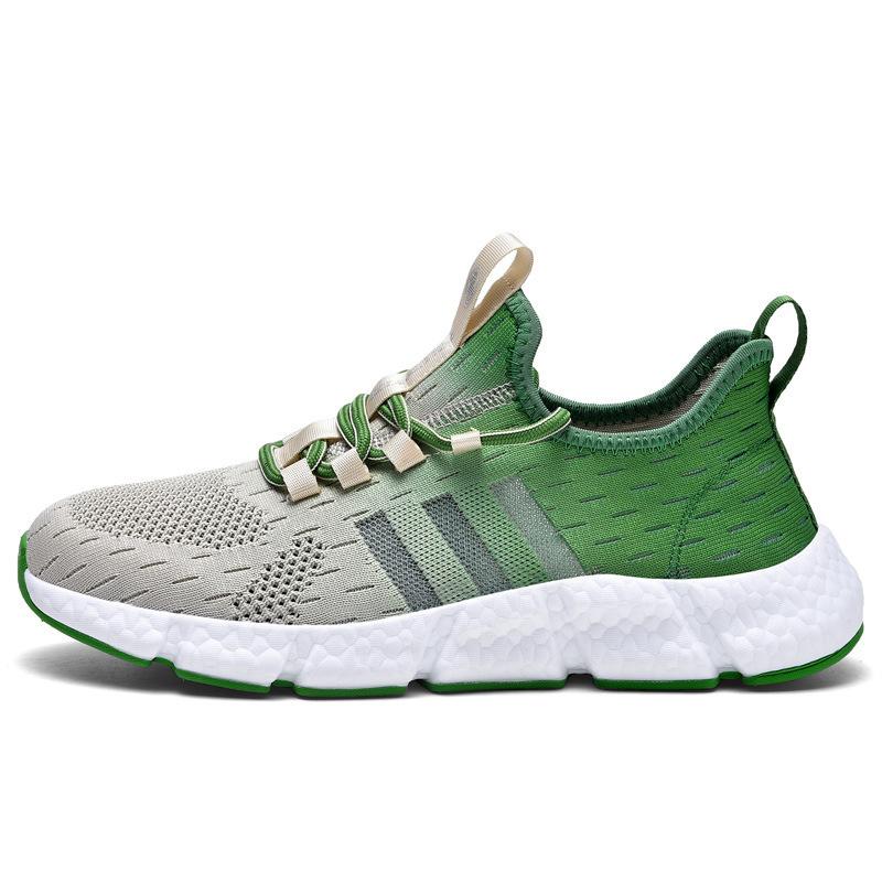 Spring and Autumn New Popcorn Men's Shoes Flying Woven Mesh Shoes Stepping On Shit Soft Bottom Breathable Running Sports Shoes