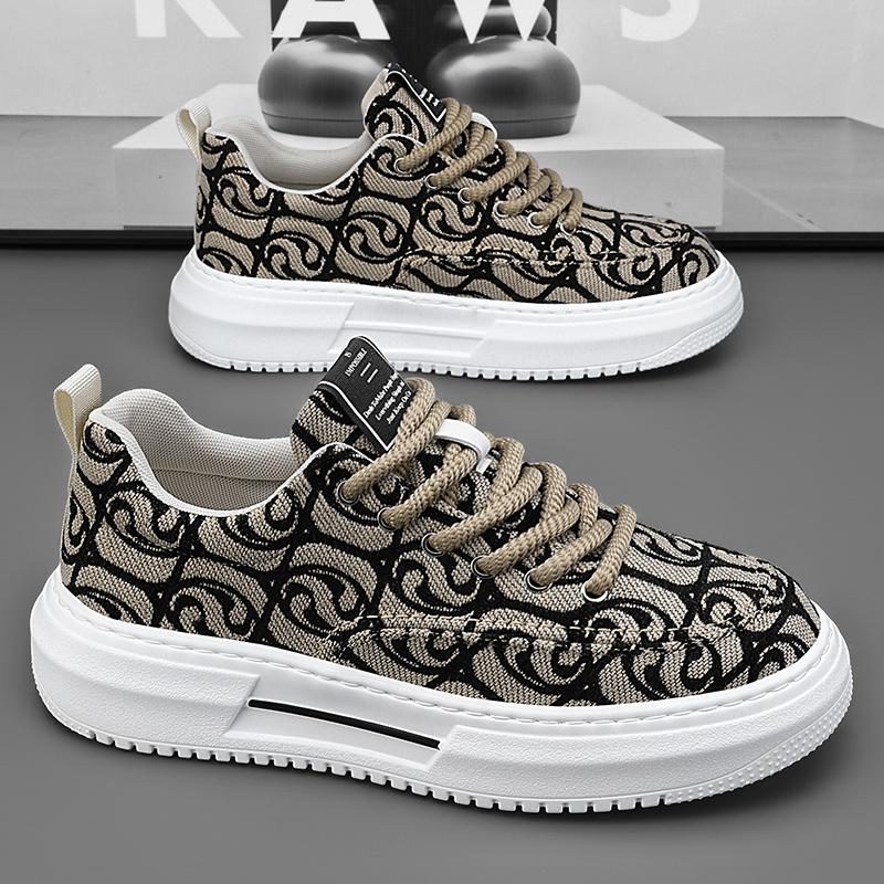 Summer new niche printed canvas casual shoes middle school students platform sports board shoes autumn 39