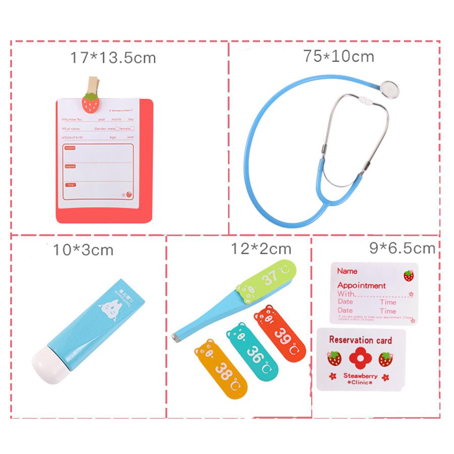 Çocuk Ahşap Doktor Seti Rol Yapma Tıbbi Kit Simülasyon Hemşire Rol Yapma Oyuncak Erkek ve Kız Çocukları İçin