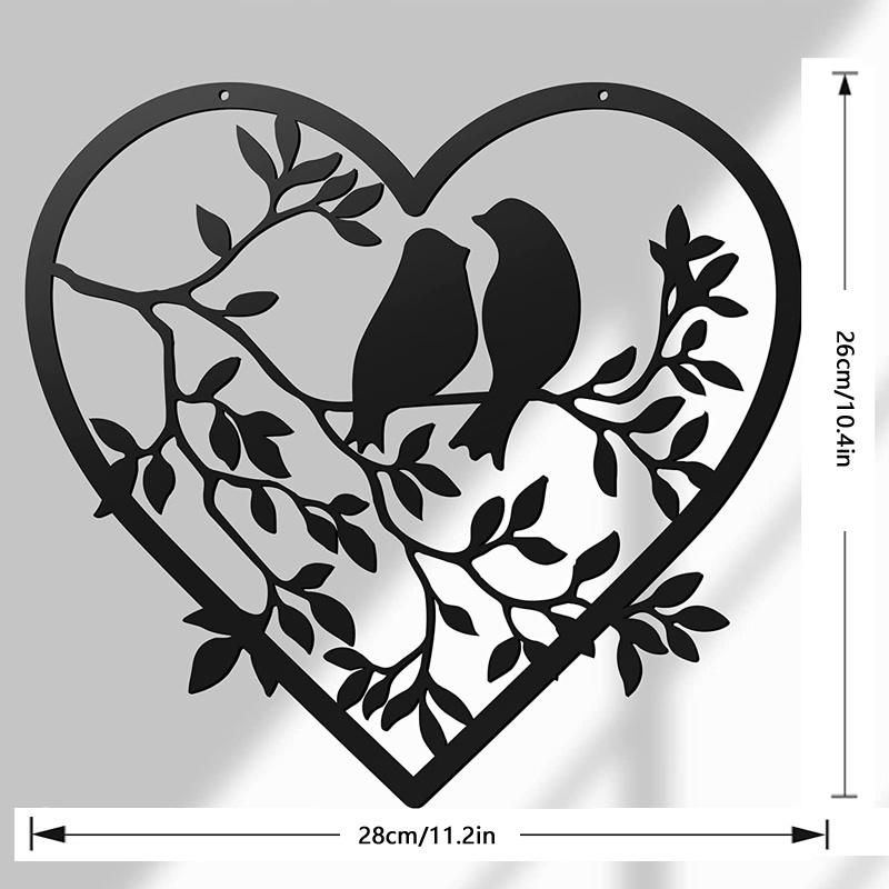 1pc Black Metal Bird Wall Art Decor for Garden Bedroom Office Family Gift
