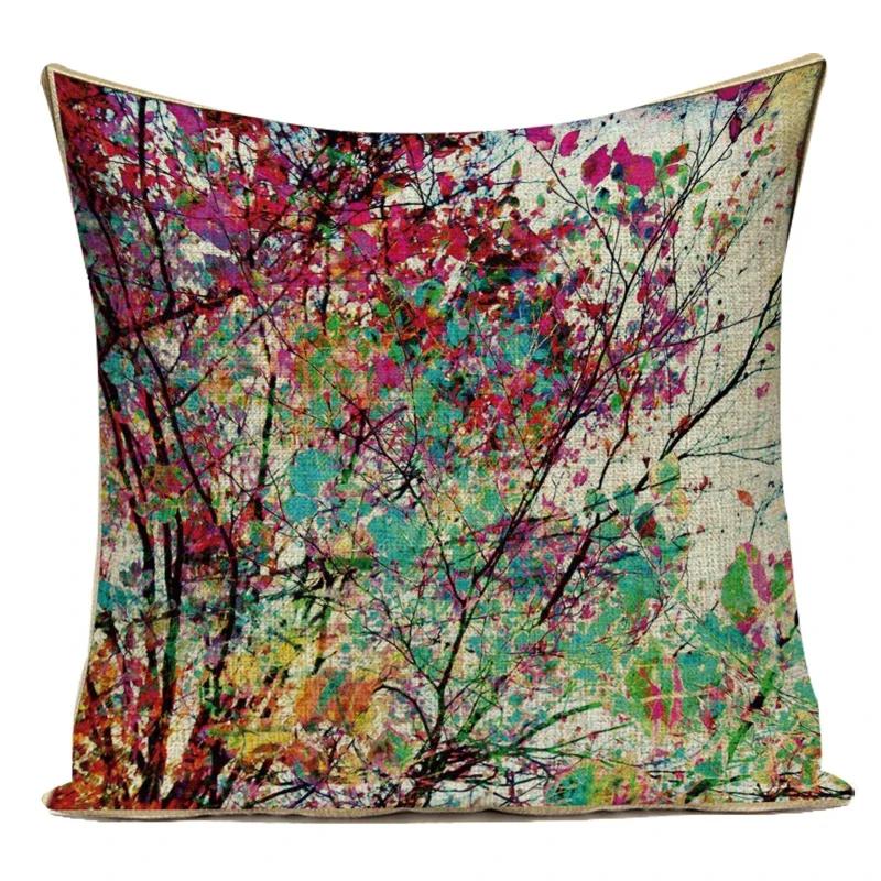 Vintage Flower Printed Throw Pillow Cover Sofa Chair Cushion Covers Home Decorative For Chair Seat Bedroom Square Pillowcase
