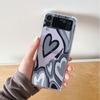 Love Heart Pattern Luxury Case For Samsung Galaxy Z Flip 3 4 5g Funda Z Flip3 Clear Pc Hard Shockproof Back Phone Coque Shell