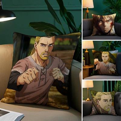 V-Vinland S-Saga Season 3 Pillow Case Anti-dustmite Pillowcase Invisible Zipper Silky Short Plush Sofa Cushion Cover