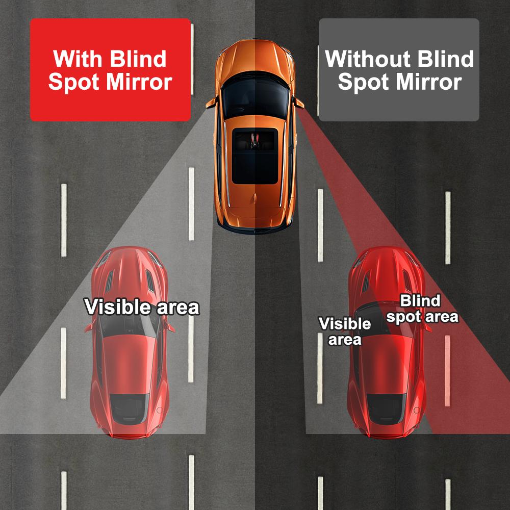 Blind Spot Mirrors Car Adjustable Wide Angle HD Glass Frameless Convex Rearview