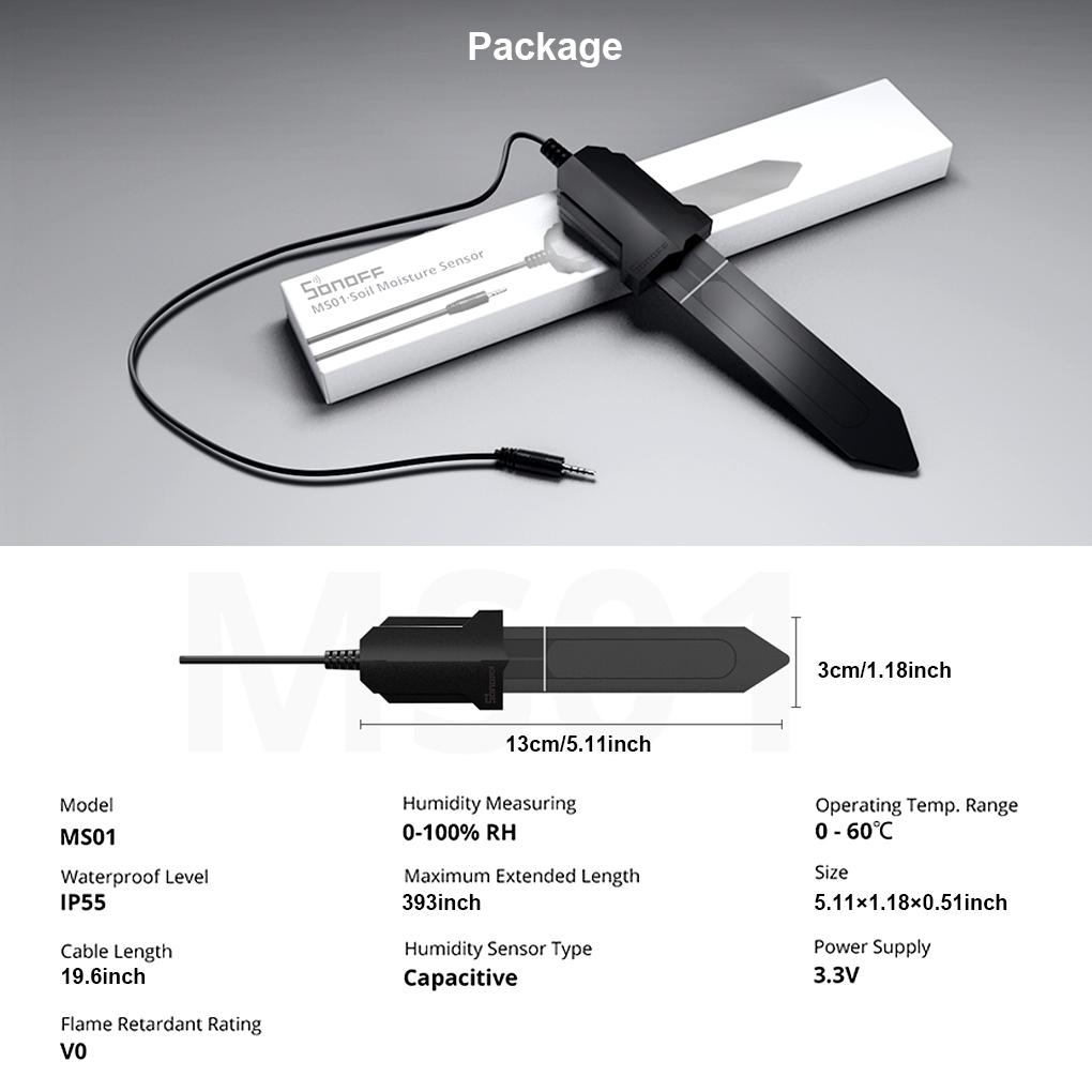 Sonoff Garden Greenhouse Soil Moisture Sensor IP55 Waterproof Voice Control Hygrometer Detector Automatic Irrigation System