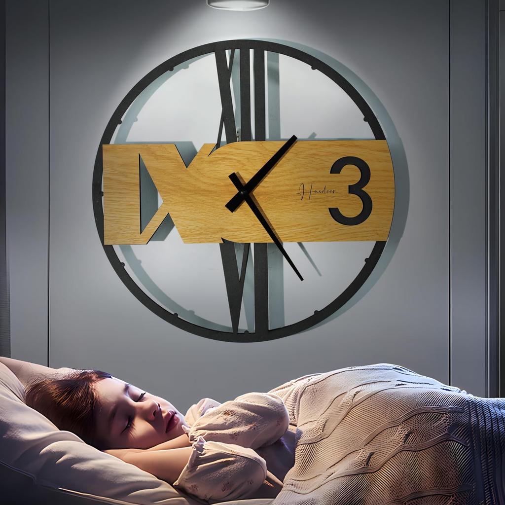 Wall Scandinavian Iron Wall Hollow Wall Wall Battery Studio Diameter Black Clock, Stylish, Clock, Silent, Wooden, Clock, Hanging, Operated, Large,