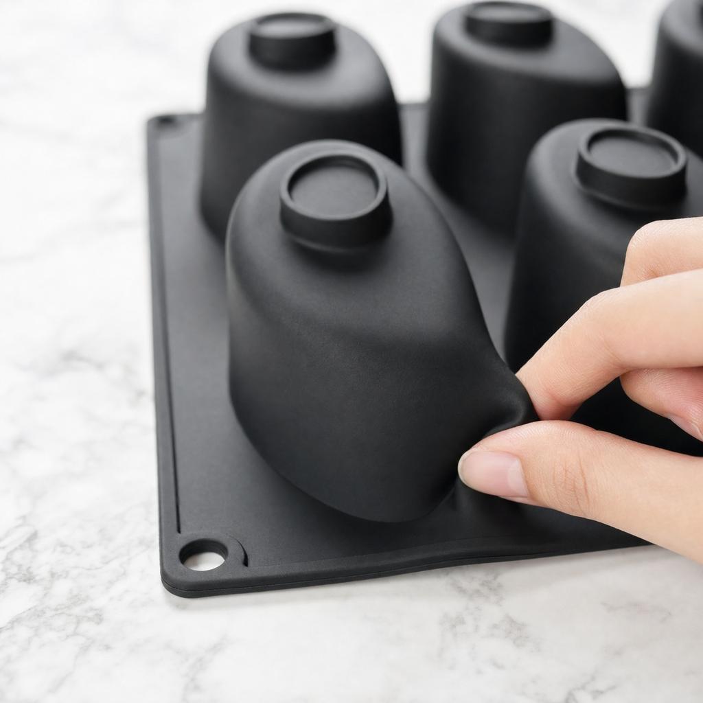 6-Cavity Food Grade Silicone , Nonstick Easy Release, for Dessert, Chocolate, and Baking