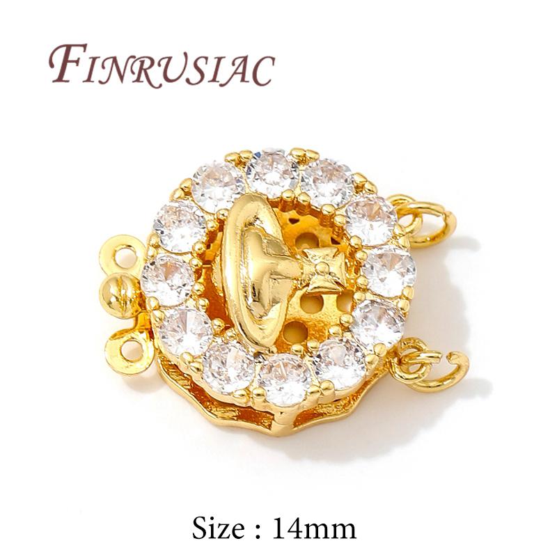 18K Gold Plated Brass with Zircon Round Clasps For Jewelry Locks For Bracelets,Safety Clasps Accessories DIY Necklace Findings
