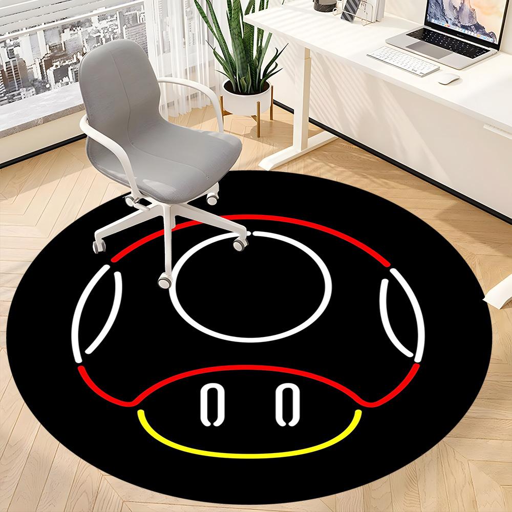 1pc Mushroom Icon Chair Carpet for Office - Indoor Non-Slip Washable Polyester Fiber Carpet, Soft Comfortable Mat For Office yy250928025