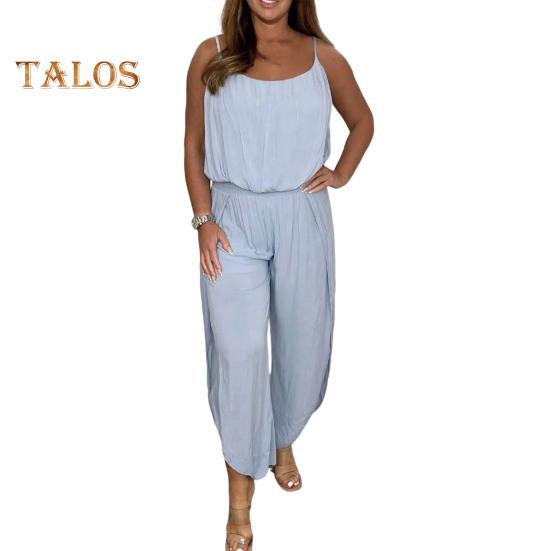 Combinaison Femme Sans Bretelles Élégante - Pantalon Large Jambe Élastique Taille Haute, Rompers Bandeau Casual D'Été