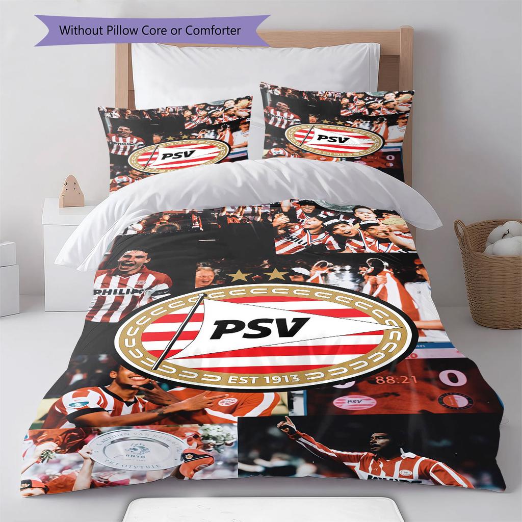 PSV Eindhoven Player Pattern Bedding Home Decoration Birthday Gift ( 1 duvet cover + 2 pillowcase, without core),fan merchandise.