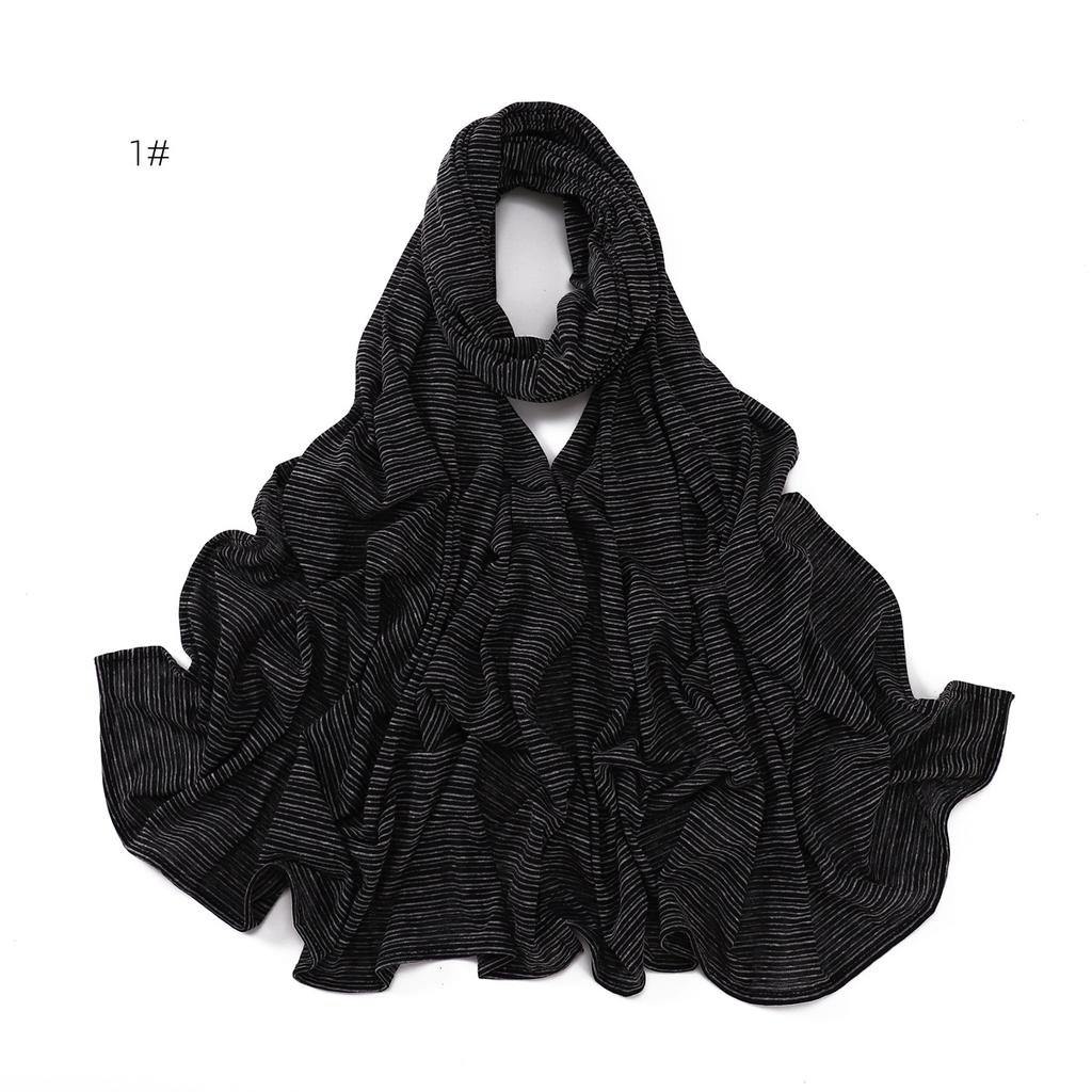 New Stripe Cotton Jersey Hijab Scarf For Women Muslim Long Shawls Headscarf Wraps Foulard Islamic Headband Turban Ramadan Hijabs