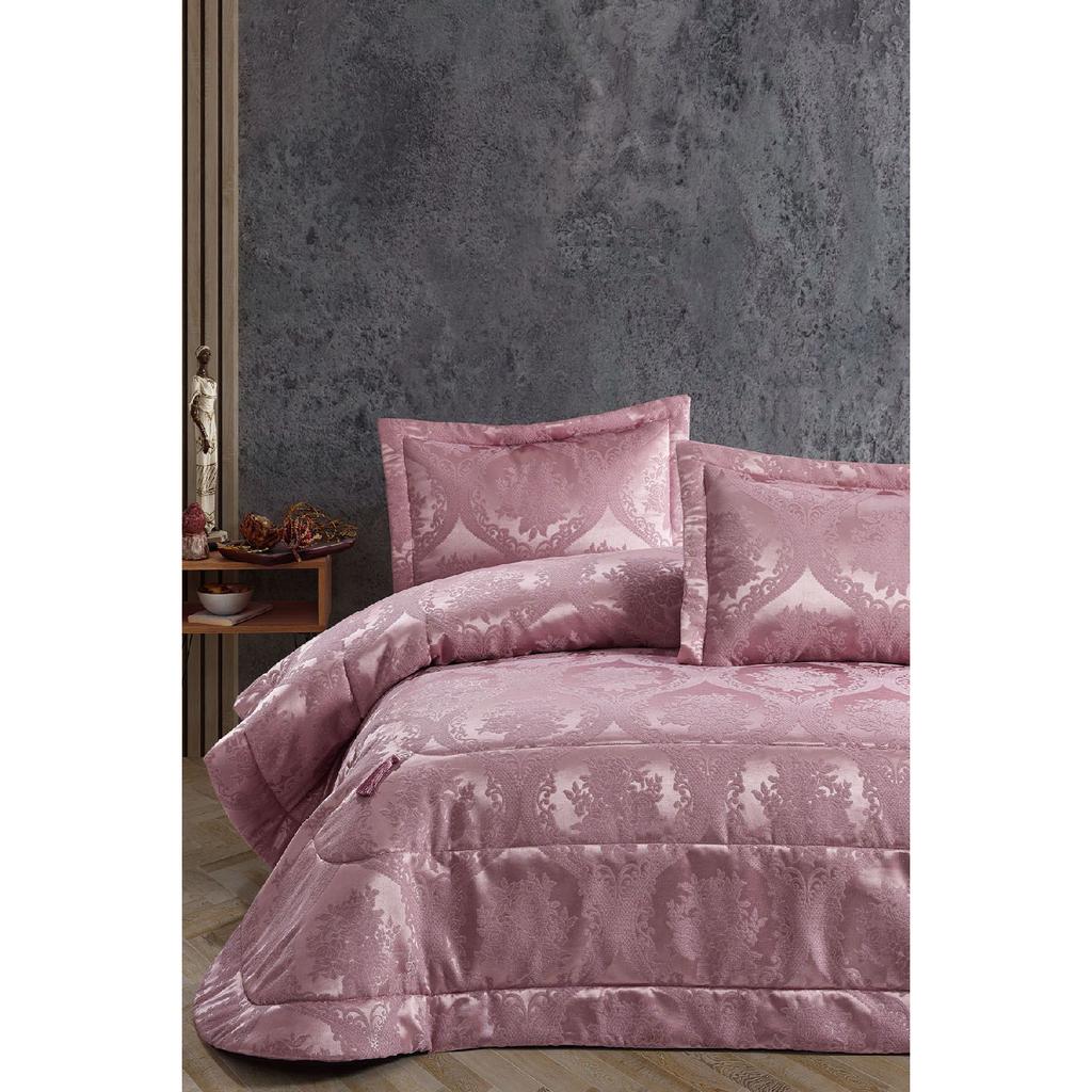 Bed Cover Set Double Fiber Filling Fabric Bronze Bronze Rose