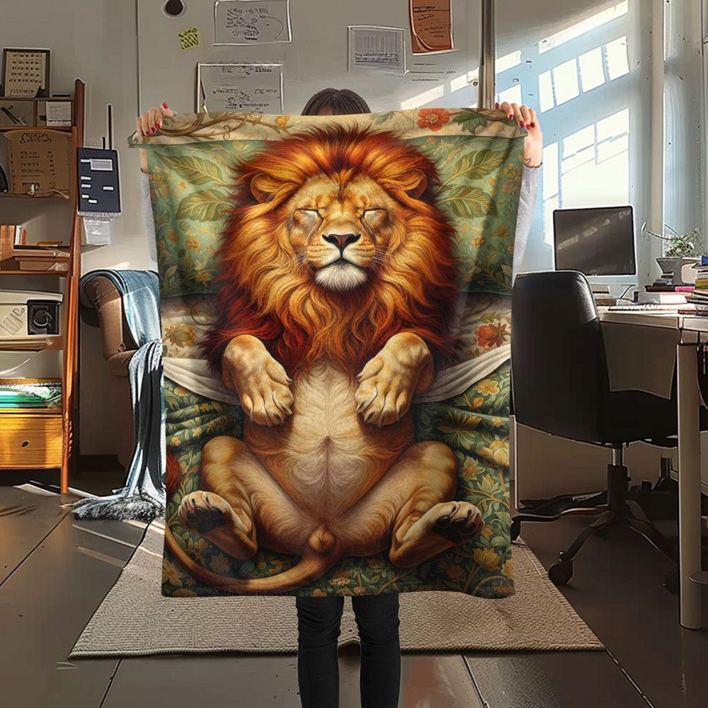 1Pc Sleepinganimals Print Flannel Blanket, High quality Comfortable for All Seasons, Home Decor, Warmth and Comfort, Perfect for Christmas Gifts