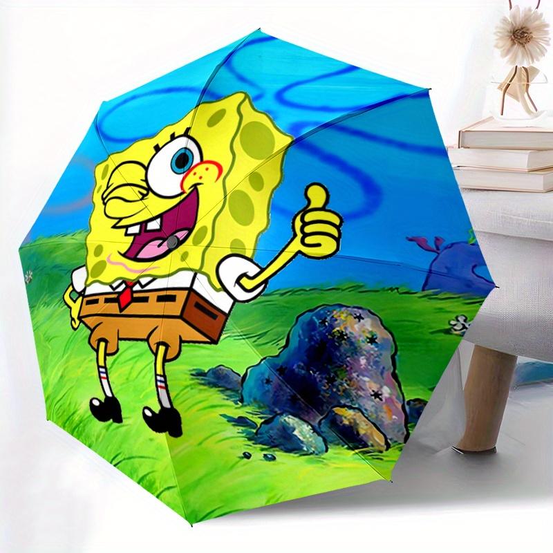 1pc SpongeBob Pattern Umbrella, Fashionable, Personalized, High-Value Folding Umbrella, a Must-Have for Summer, 8-Rib Durable Iron Frame, Tri-Fold Com