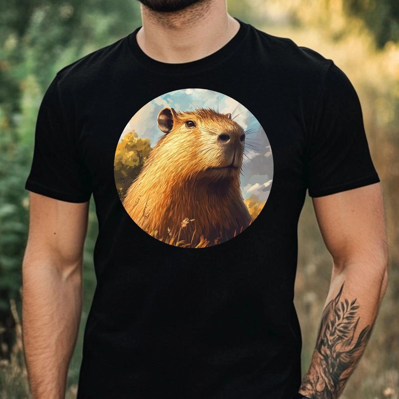 T-Shirt Herren Capybara Portrait Motiv Baumwolle Größe XS bis 5XL XXXXL