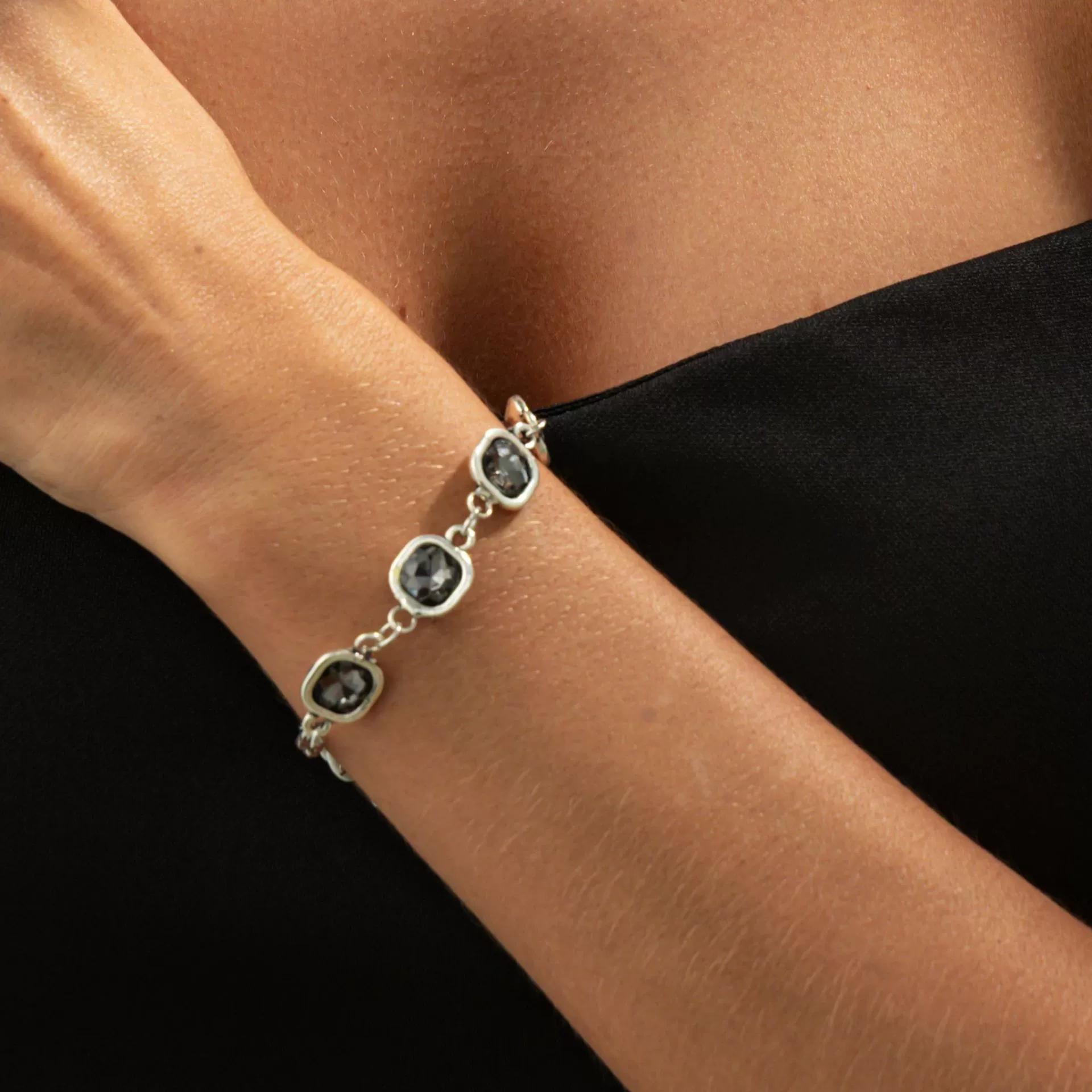 

Sweet Cool Style Square Acrylic Diamond Jewelry Set, Luxury Choker Necklace Bracelet Earrings for Party 16cm Bracelet чорний